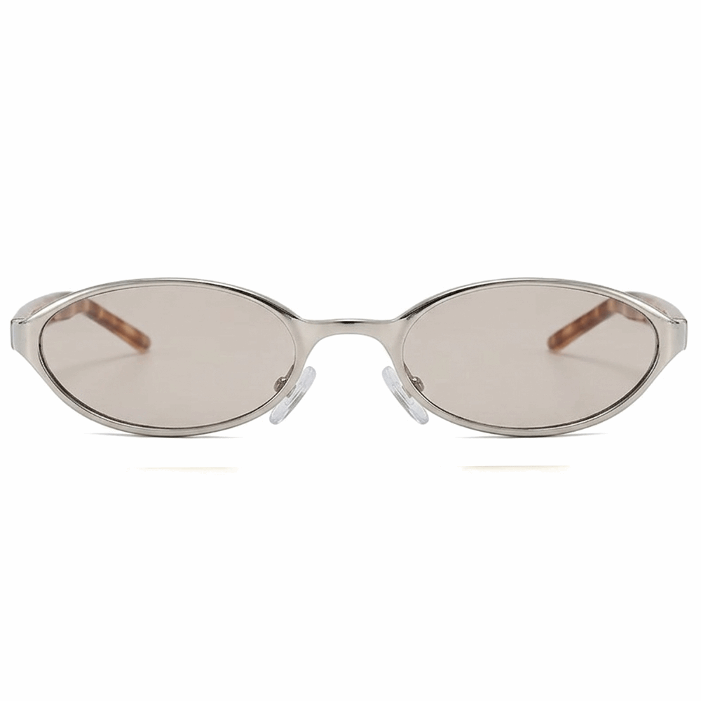Retro Amber Tortoise oval metal glasses with clear lenses, vintage Y2K aesthetic frames.