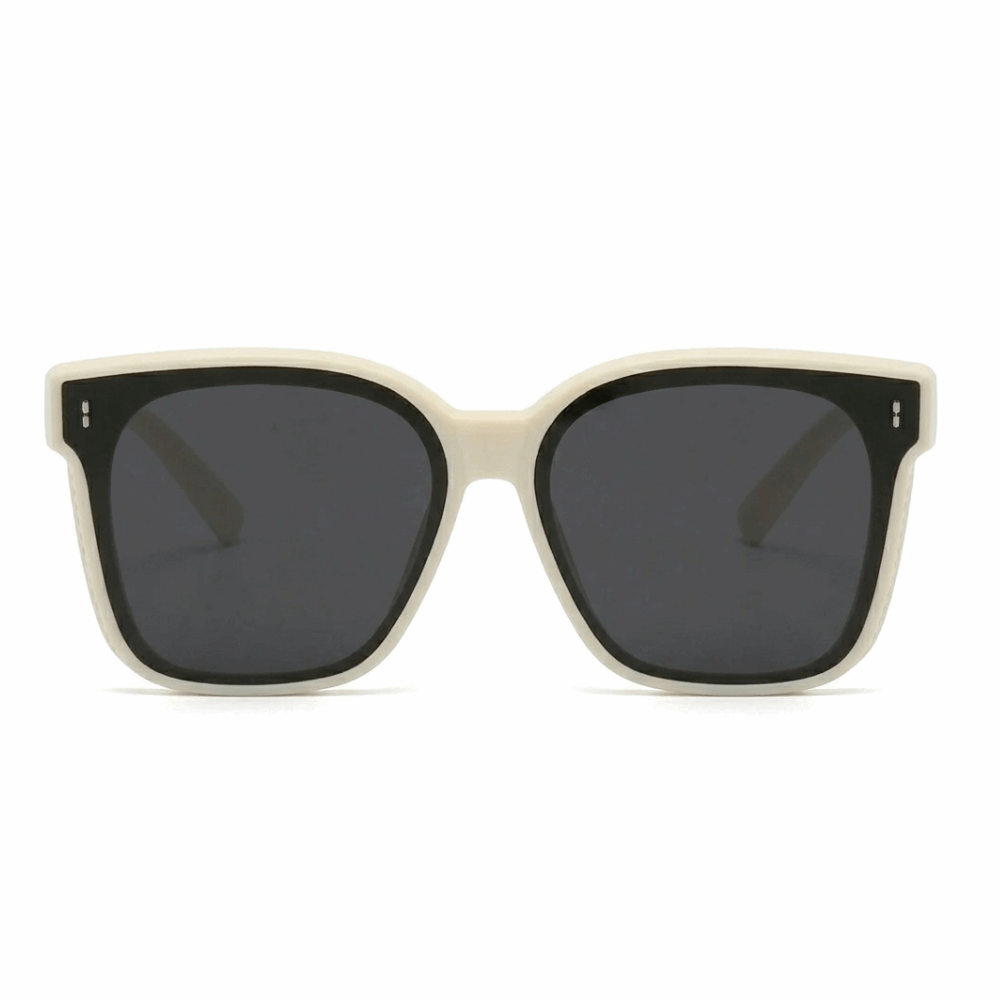 Elegant Creamy Beige oversized square shades, minimalist luxury eyewear by Velora.