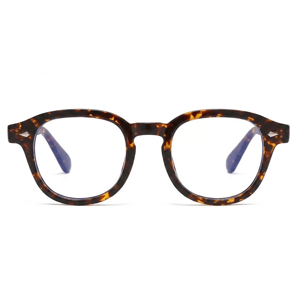 VELOP-702 vintage tortoise shell retro round prescription glasses with blue light blocking lenses