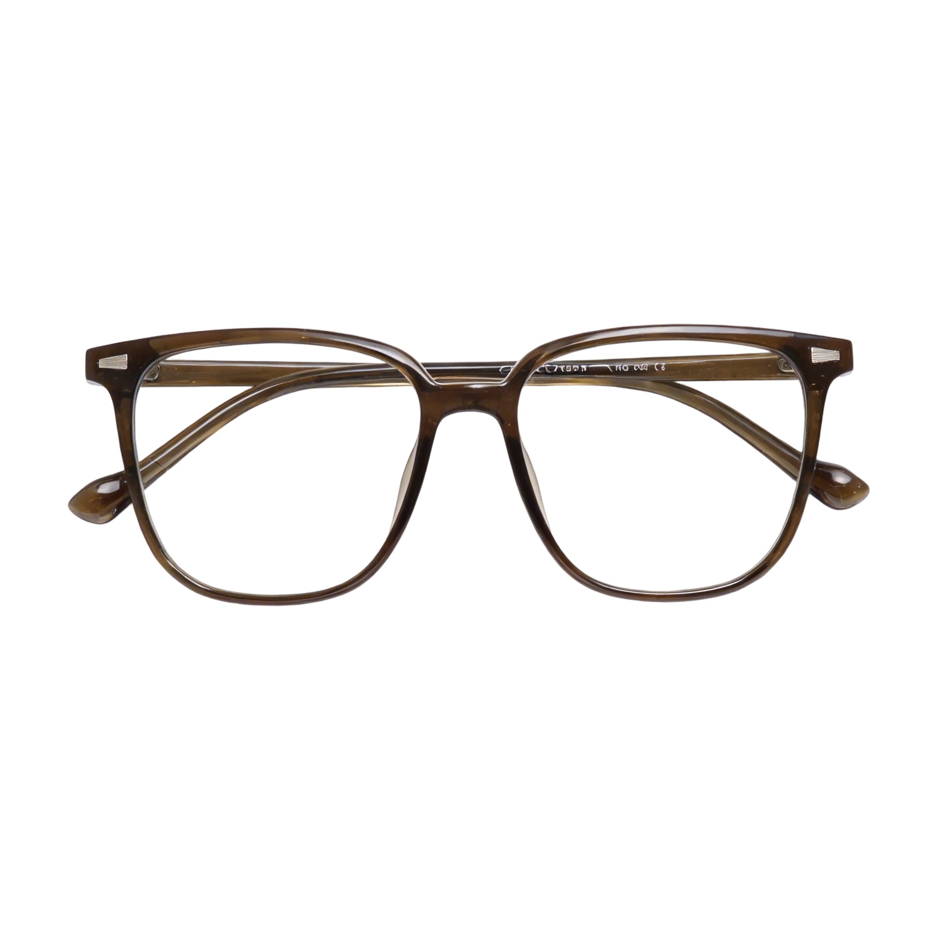 Warm brown semi-transparent square optical glasses frame — VELOPT-1101