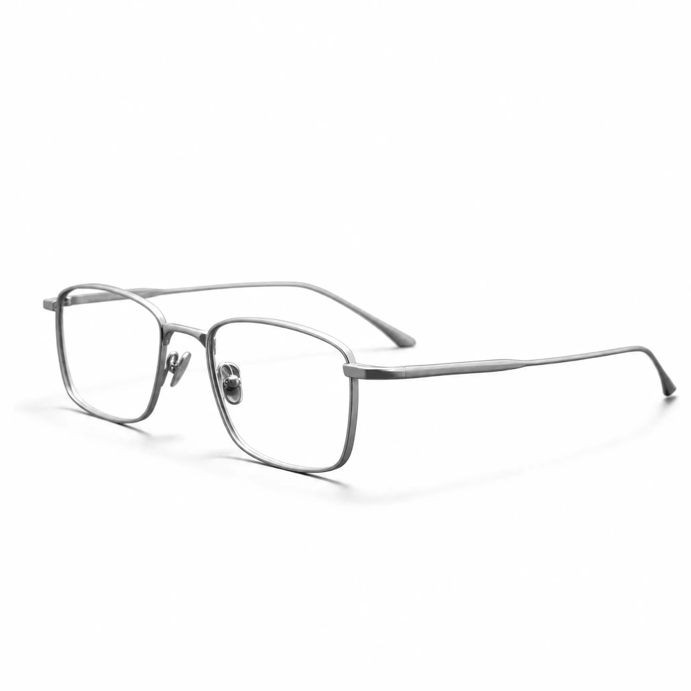VELOP-704 minimalist silver metal square prescription glasses for screen eye strain relief