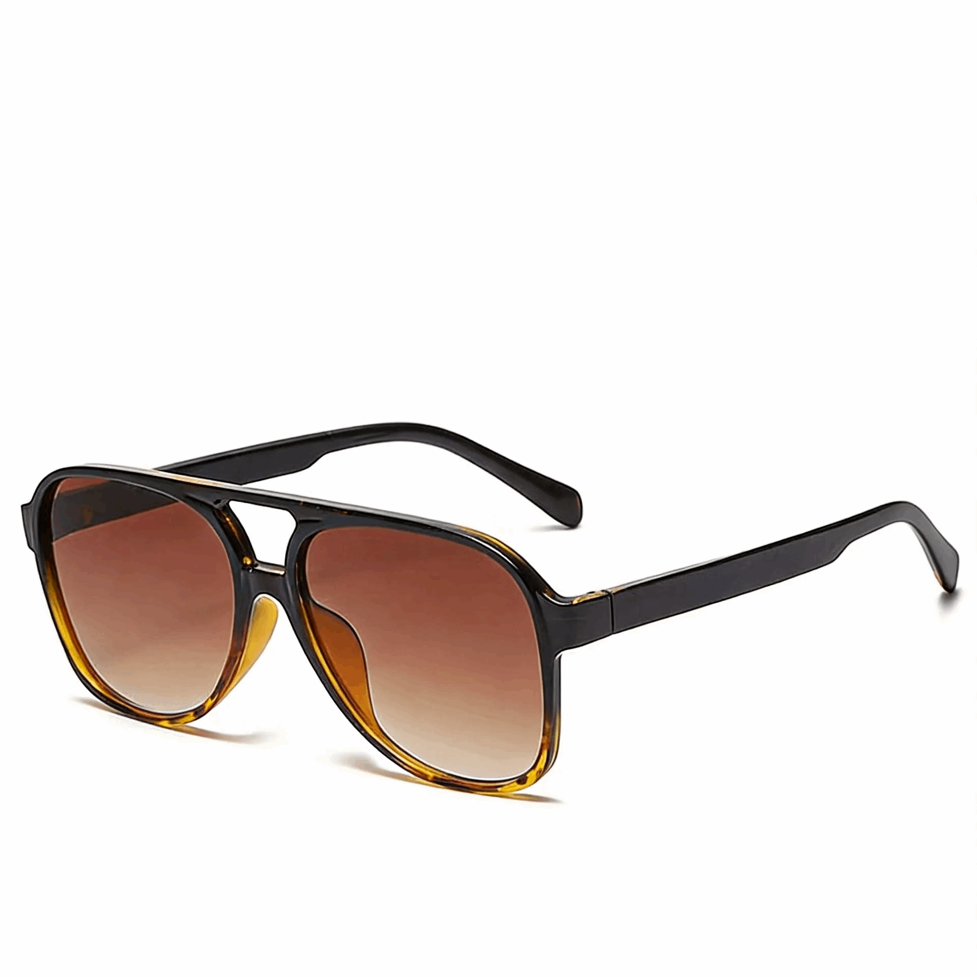 Vintage Amber Tortoise Shell square aviator sunglasses with gradient brown lenses.
