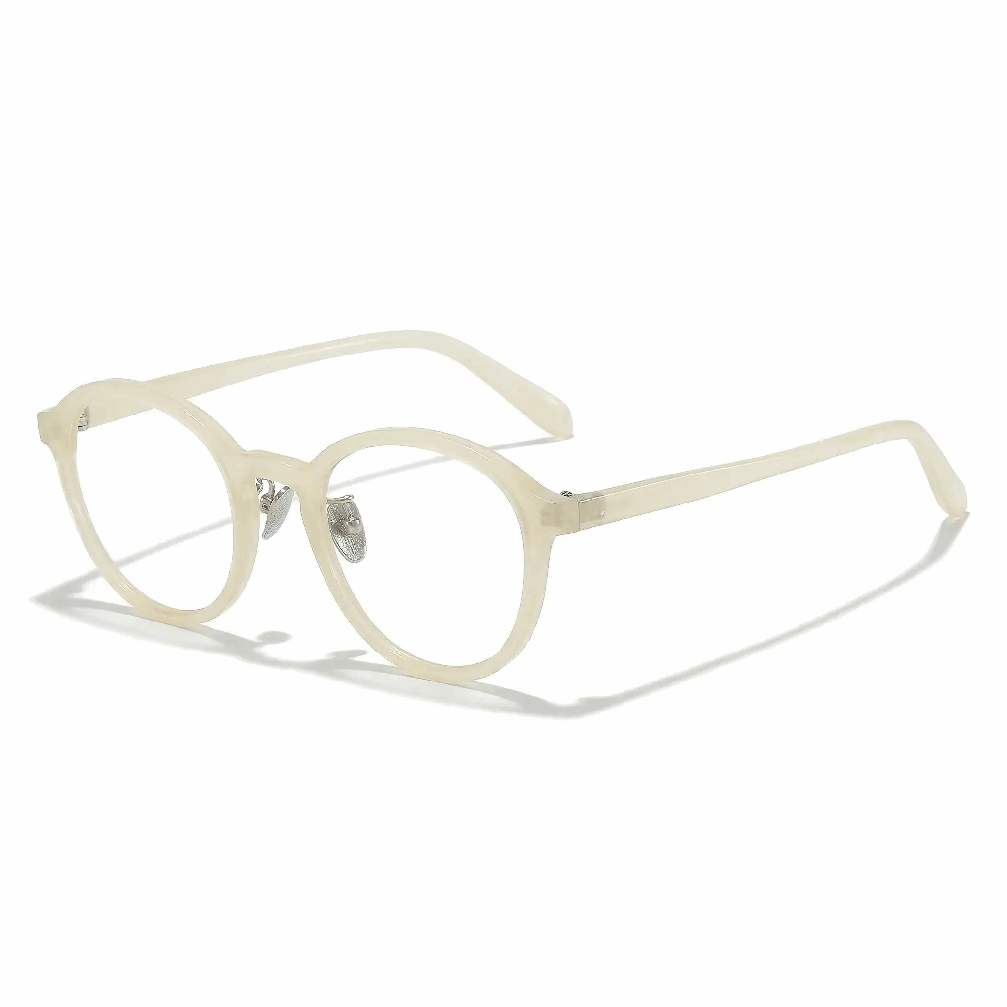 VELOPT-106 modern creamy white semi-transparent glasses for a soft, aesthetic look.
