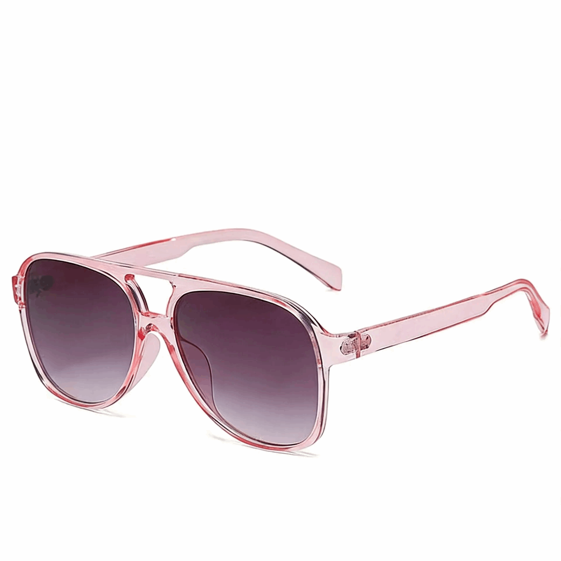 Chic Crystal Rose Pink oversized sunglasses, feminine retro-fashion frames.