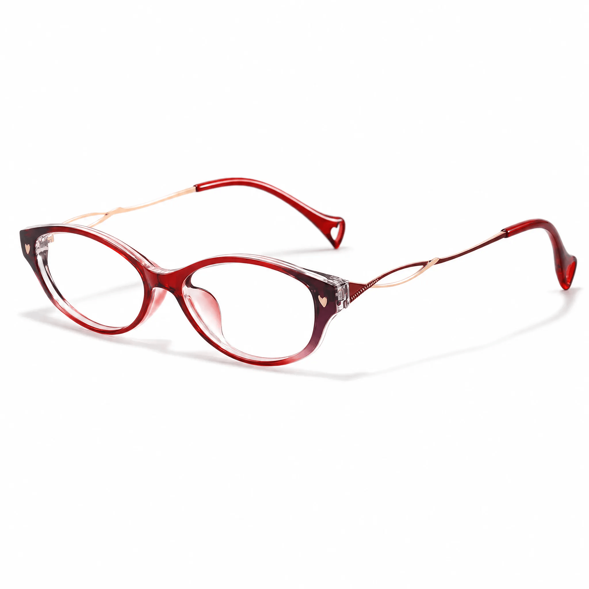 VELOPT-B101 vibrant clear red and burgundy gradient cat eye prescription glasses frame