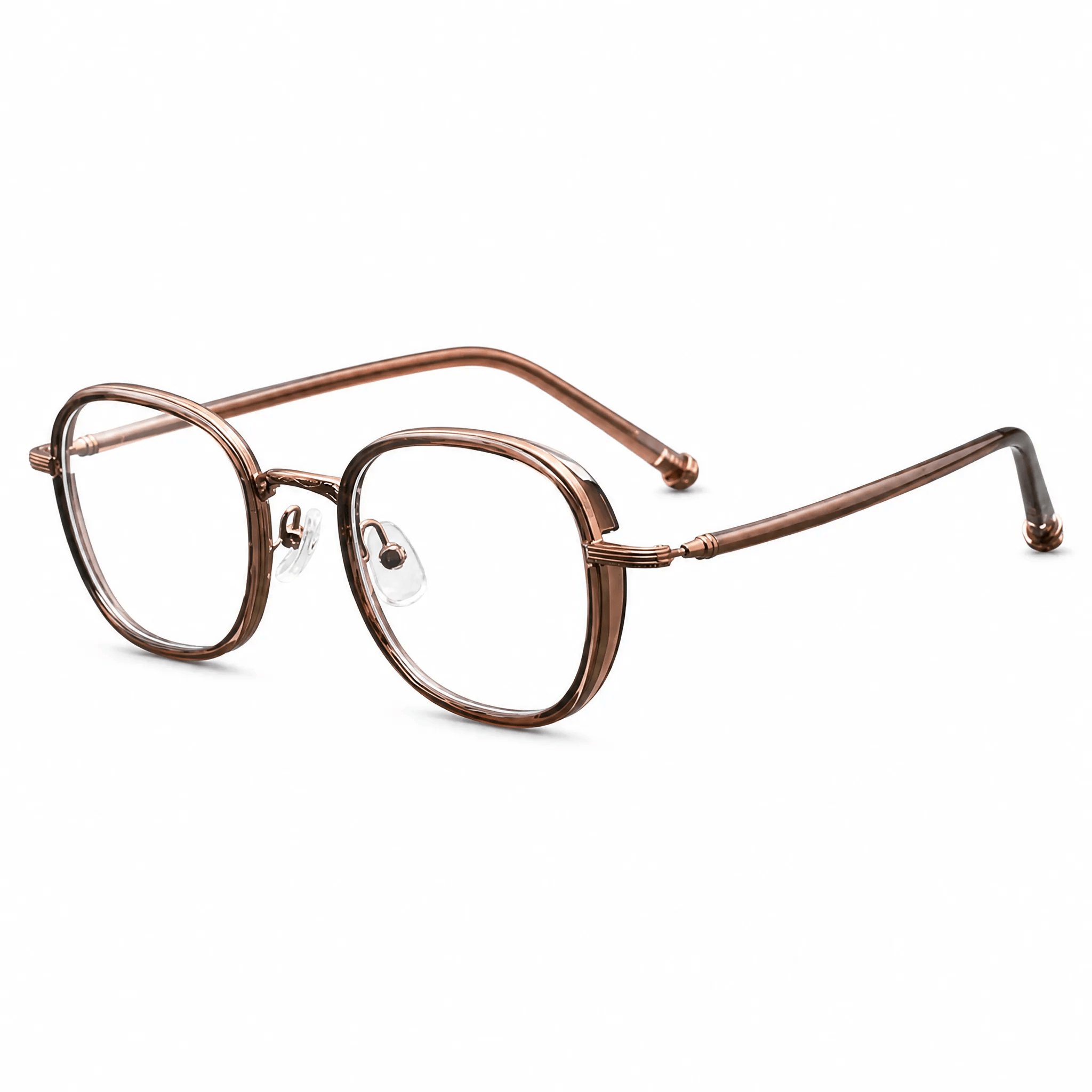 VELOPT-B111 vintage style chunky square eyeglasses in rich brown PC