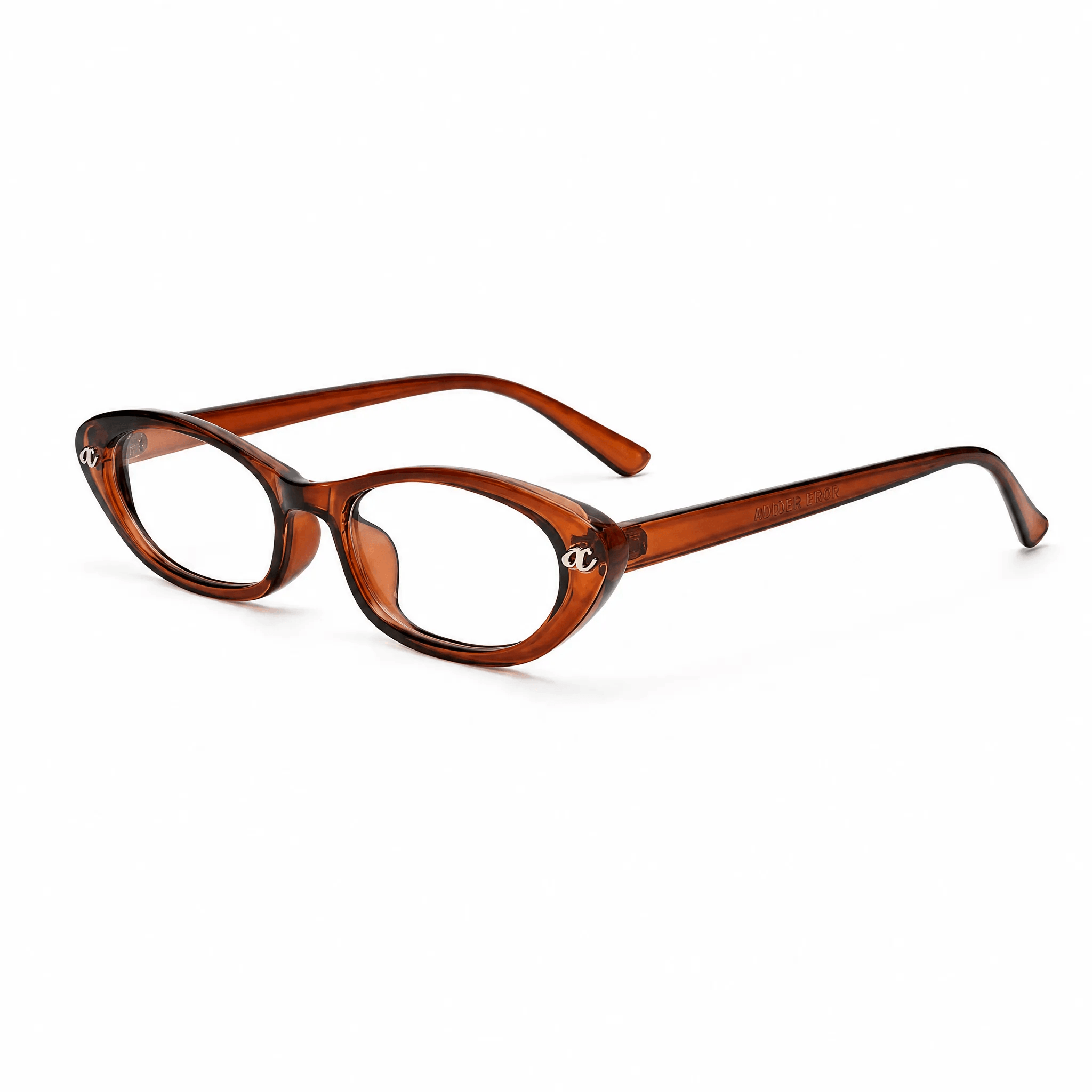 VELOPT-B113 retro narrow cat eye prescription eyeglasses in rich translucent amber brown PC frame