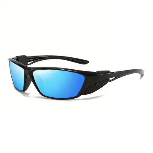 Black blue mirror lens polarized cycling sunglasses UV400