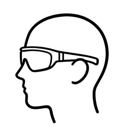 Side profile of a person wearing modern prescription glasses with sleek design