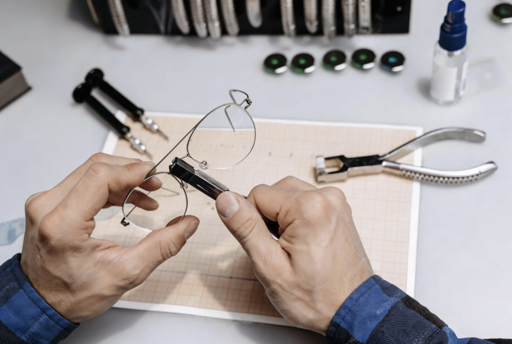 Crafting luxury custom prescription glasses with precision tools and premium materials