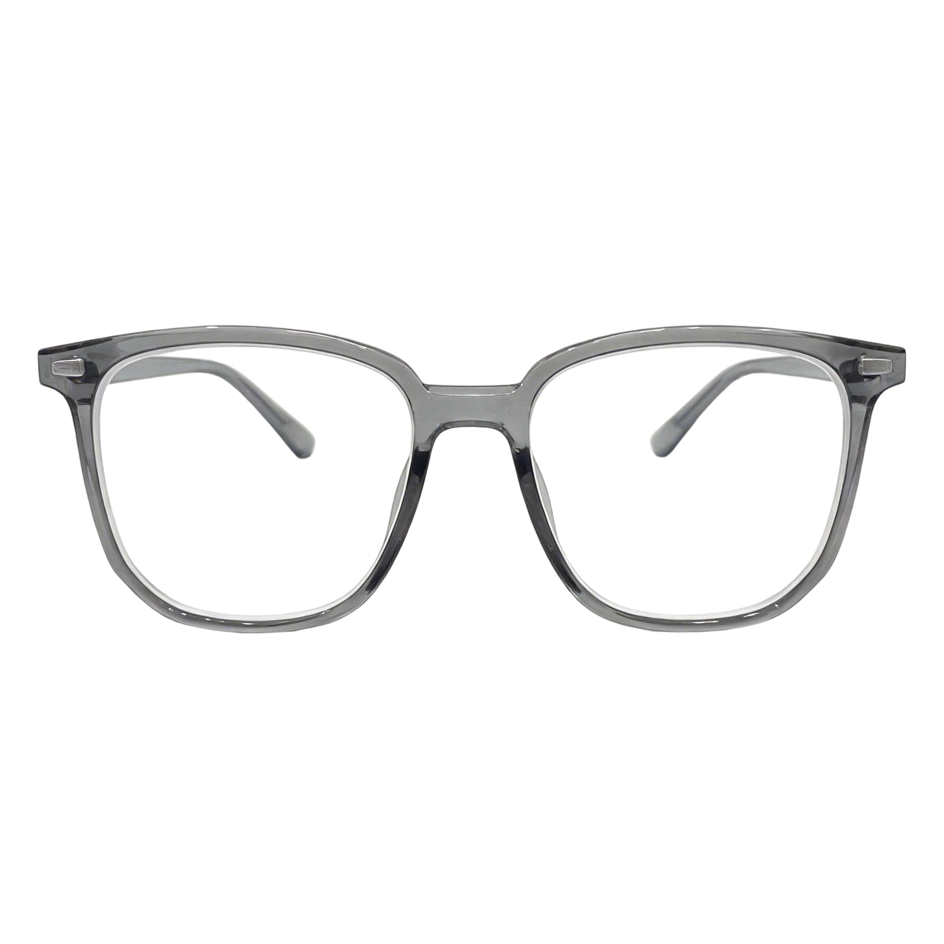 Clear gray transparent square prescription eyeglasses lightweight frame — VELOPT-1101