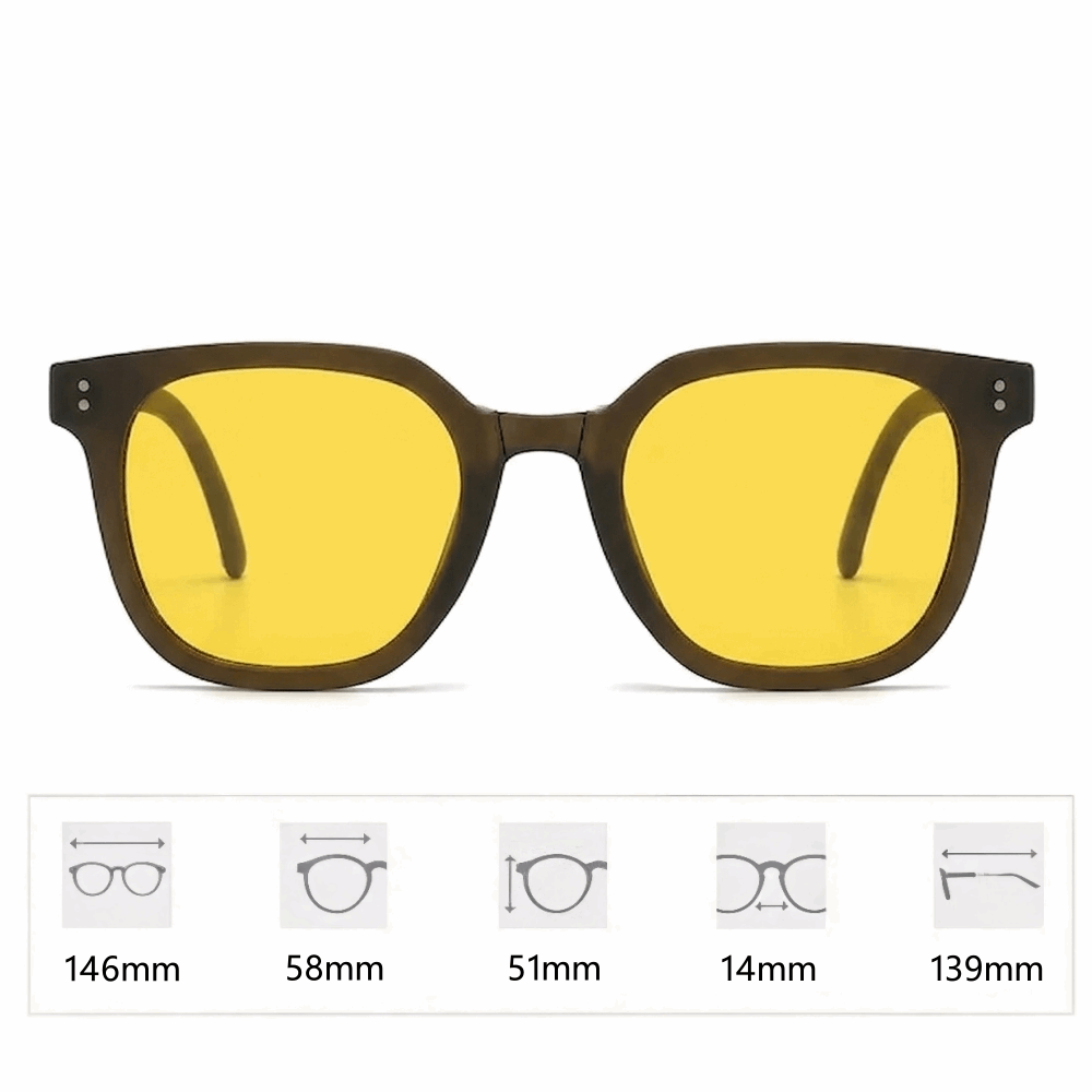Velora foldable sunglasses dimensions: 146mm total width, 58mm lens width, and 139mm temple length.