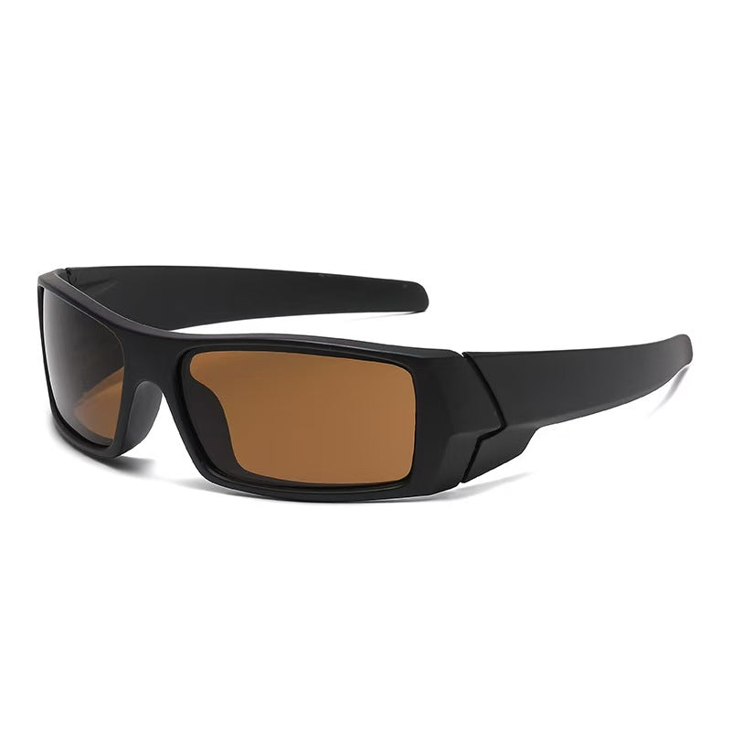Brown amber lens sport sunglasses with black PC frame