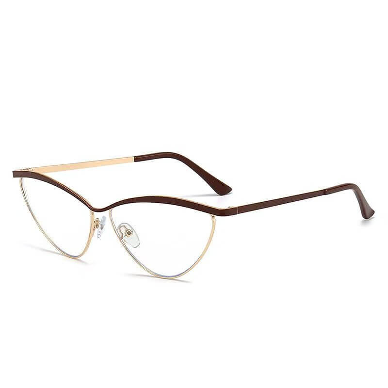 VELOP-701 trendy metal cat eye eyeglasses with classic tortoise tips and metallic gold wire accents