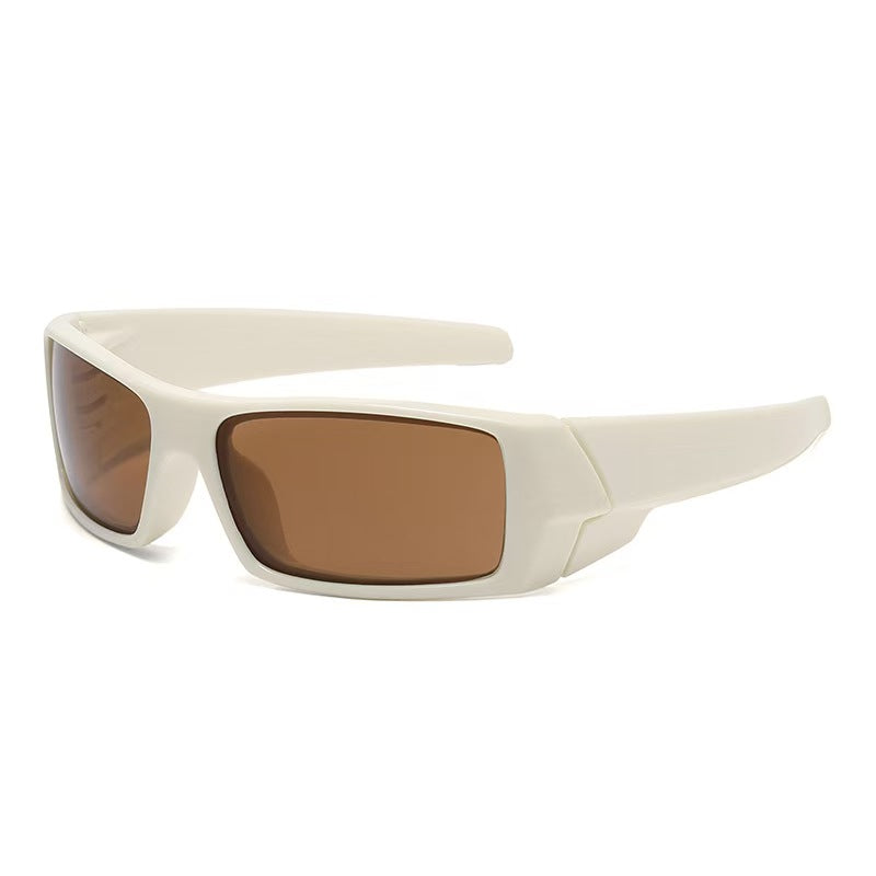 Brown lens sport sunglasses with cream white PC frame