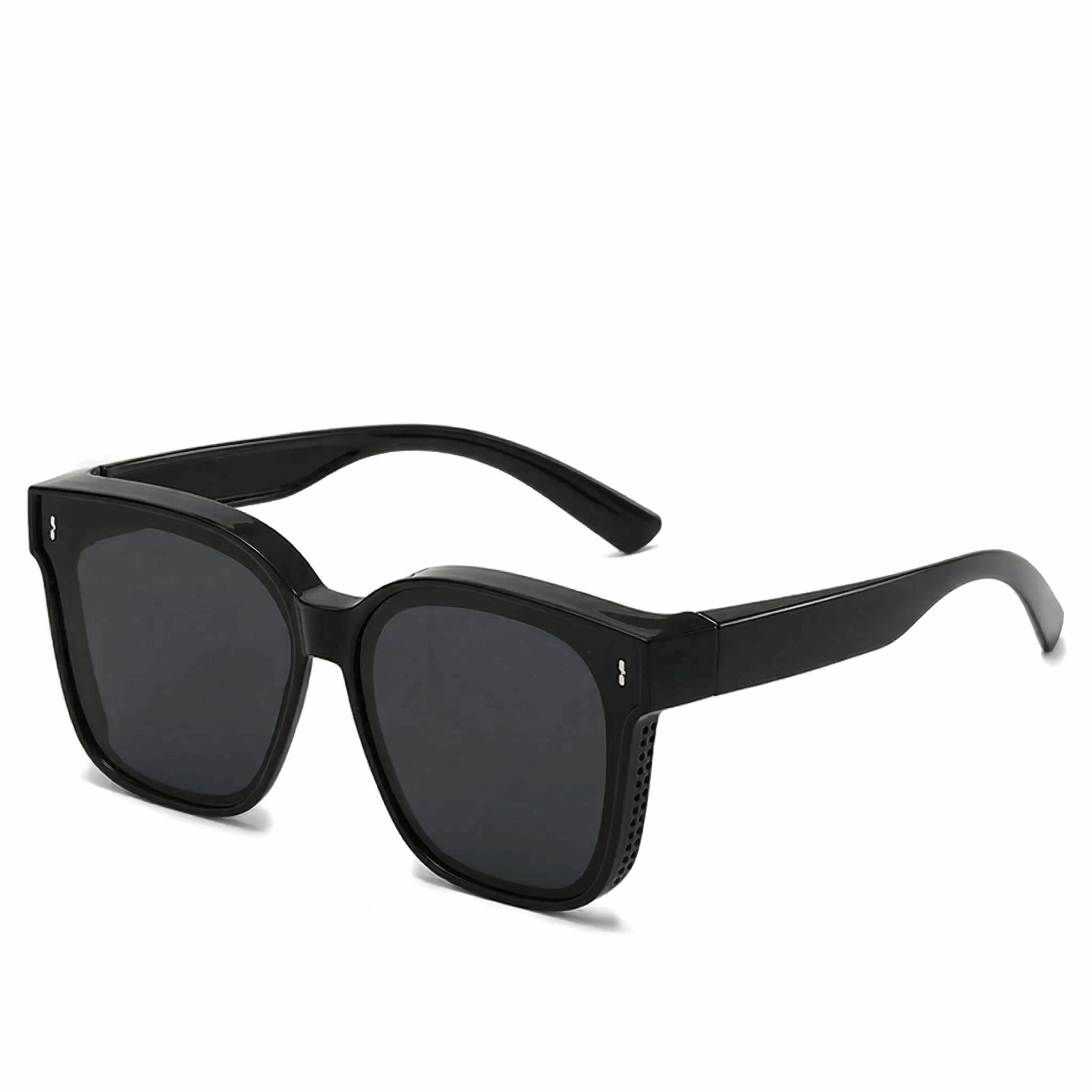 Classic Glossy Midnight Black chunky sunglasses, timeless bold frame fashion eyewear.
