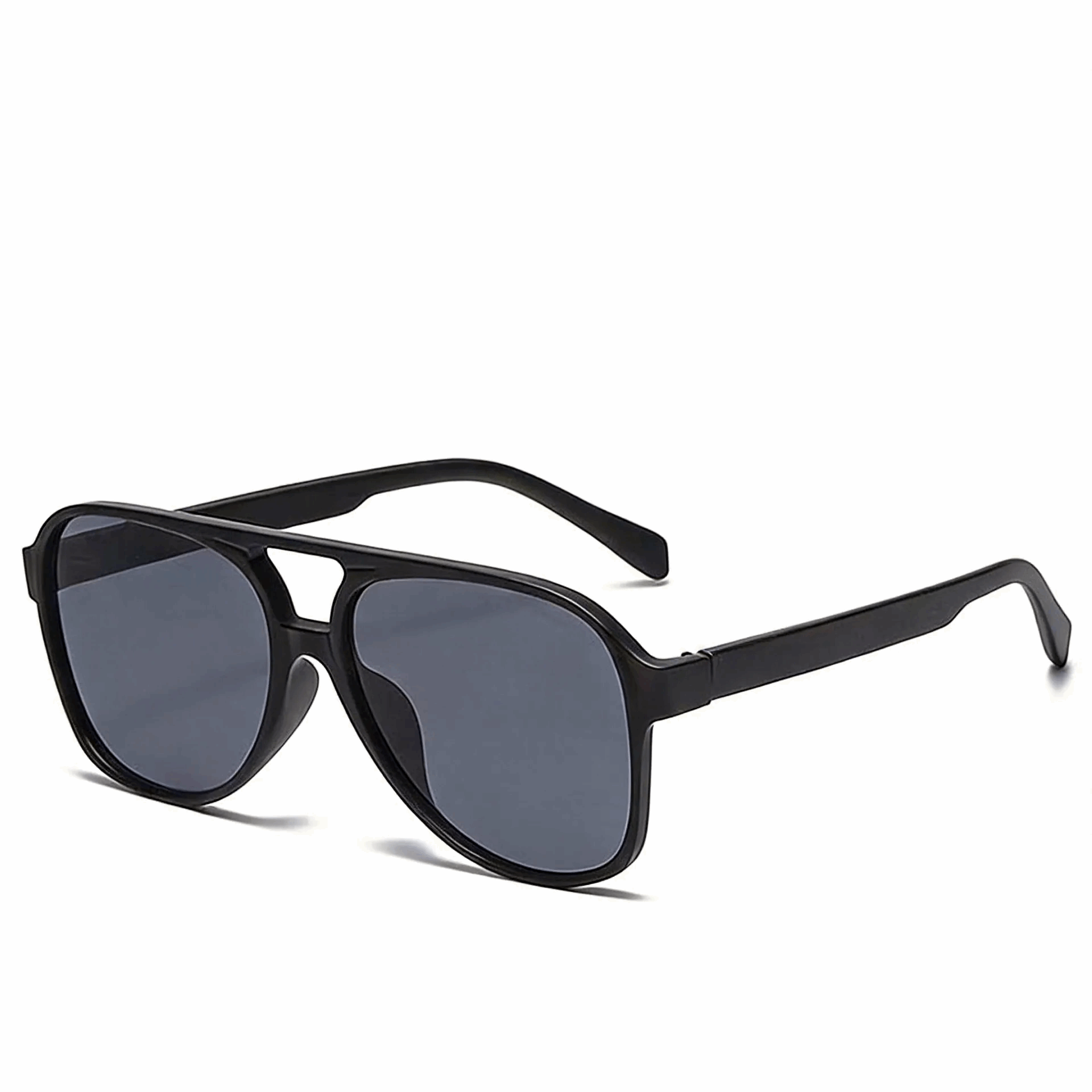Midnight Black frames with high-contrast Dark Blue lenses, night-vision style.