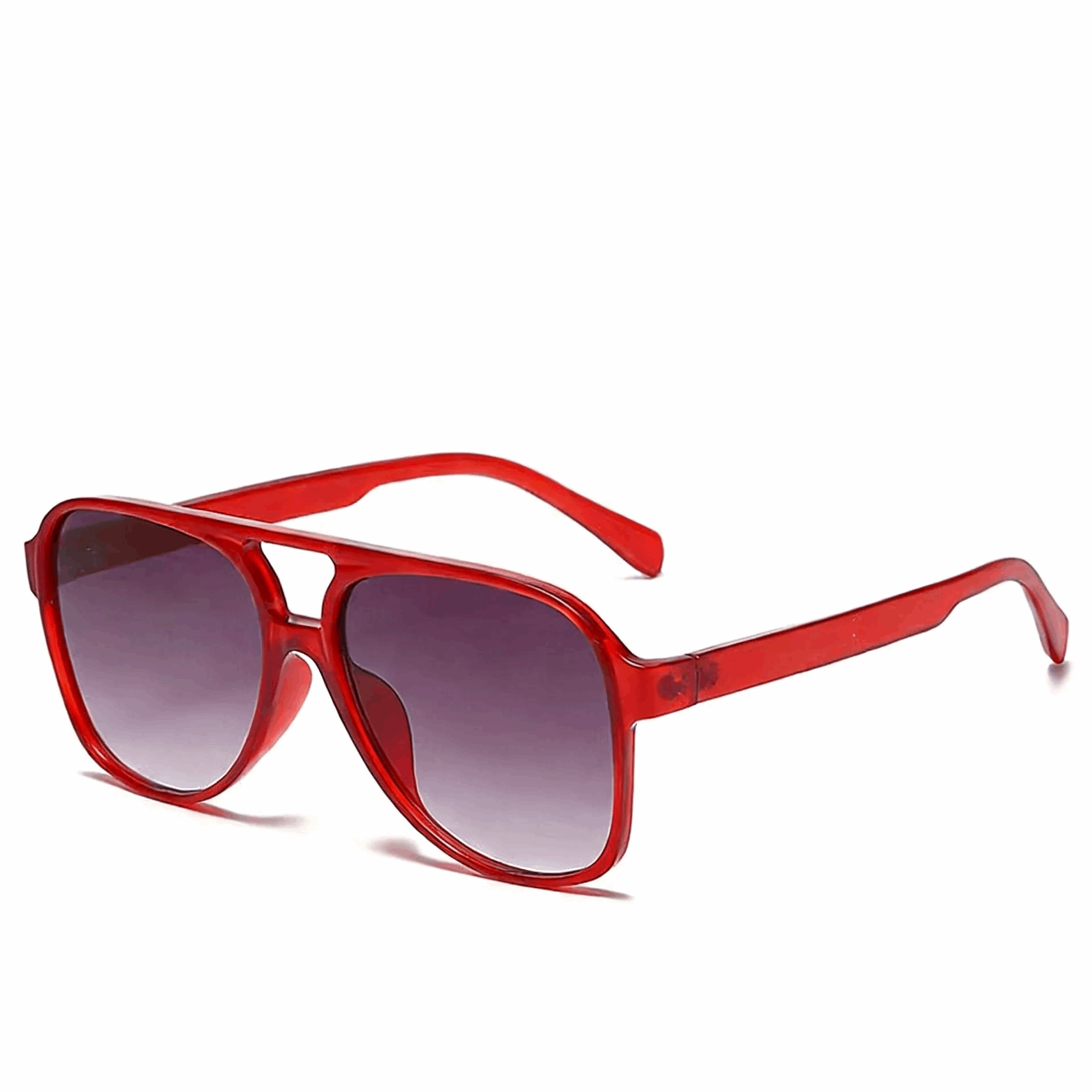 Sophisticated Burgundy red aviator sunglasses, deep Bordeaux square frames with anti-glare scratch-resistant coating by Velora.