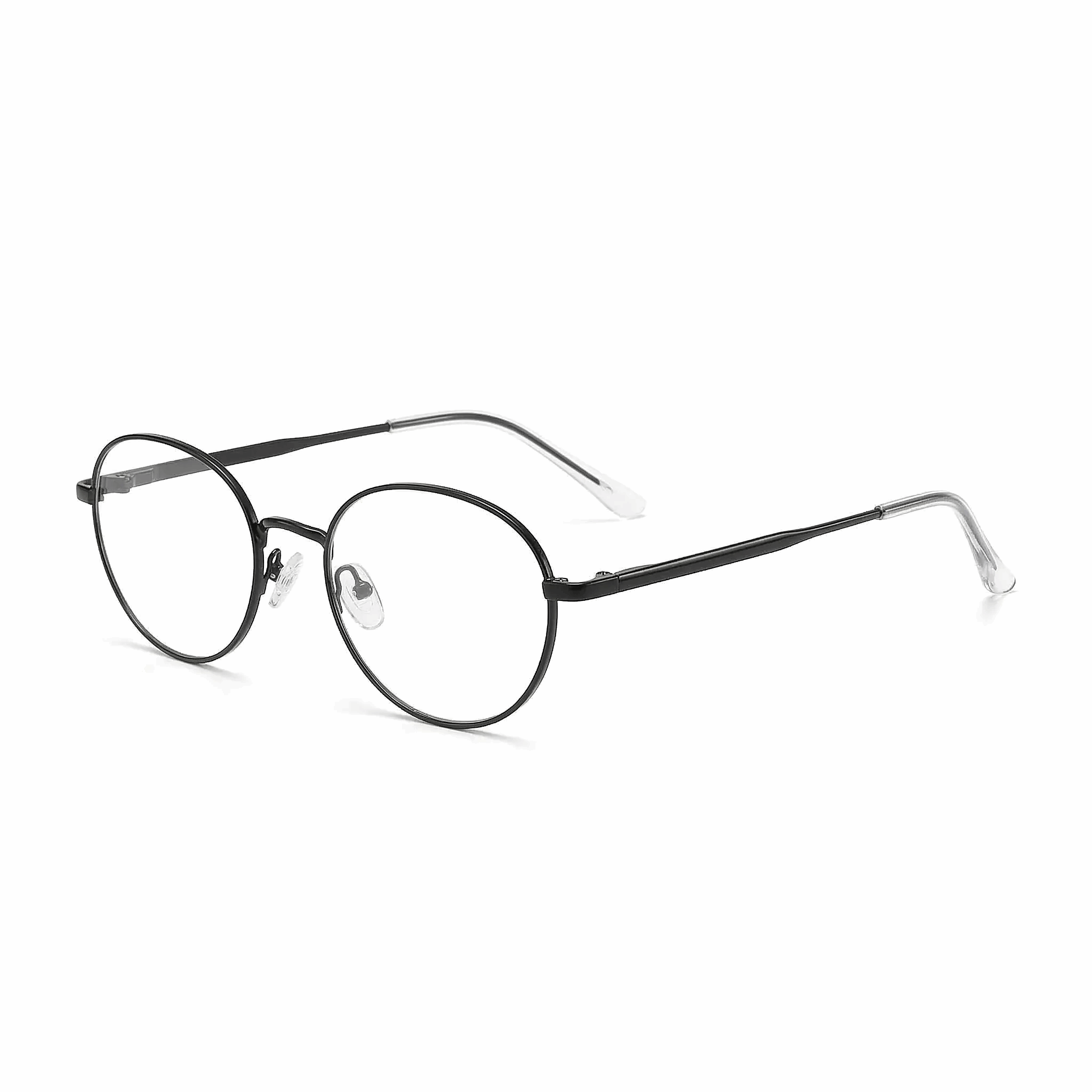 Classic matte black round prescription eyewear, versatile unisex circular frames for daily use.