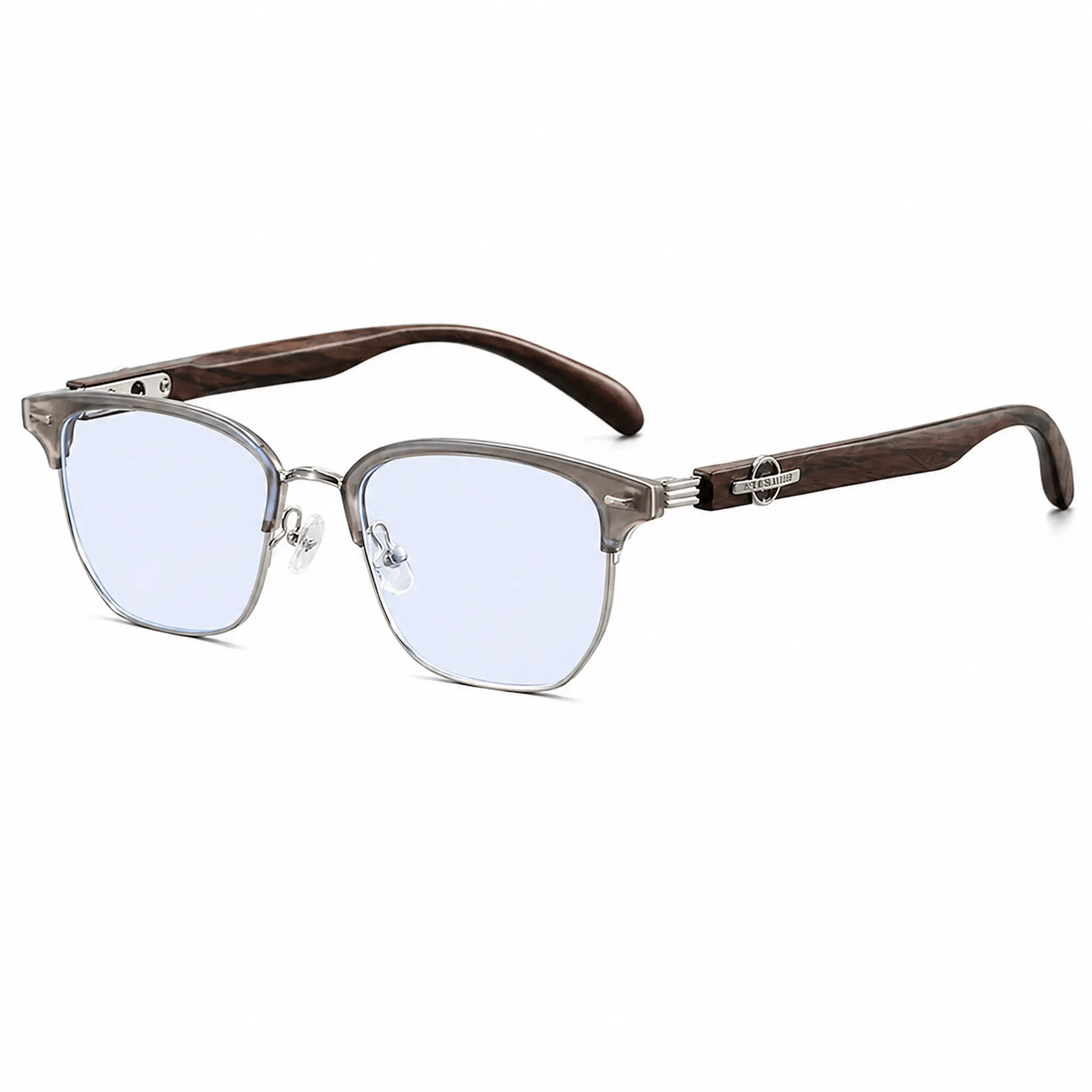 VELOPT-B103 vintage browline prescription eyeglasses in brown demi tortoiseshell with silver metal lower rims