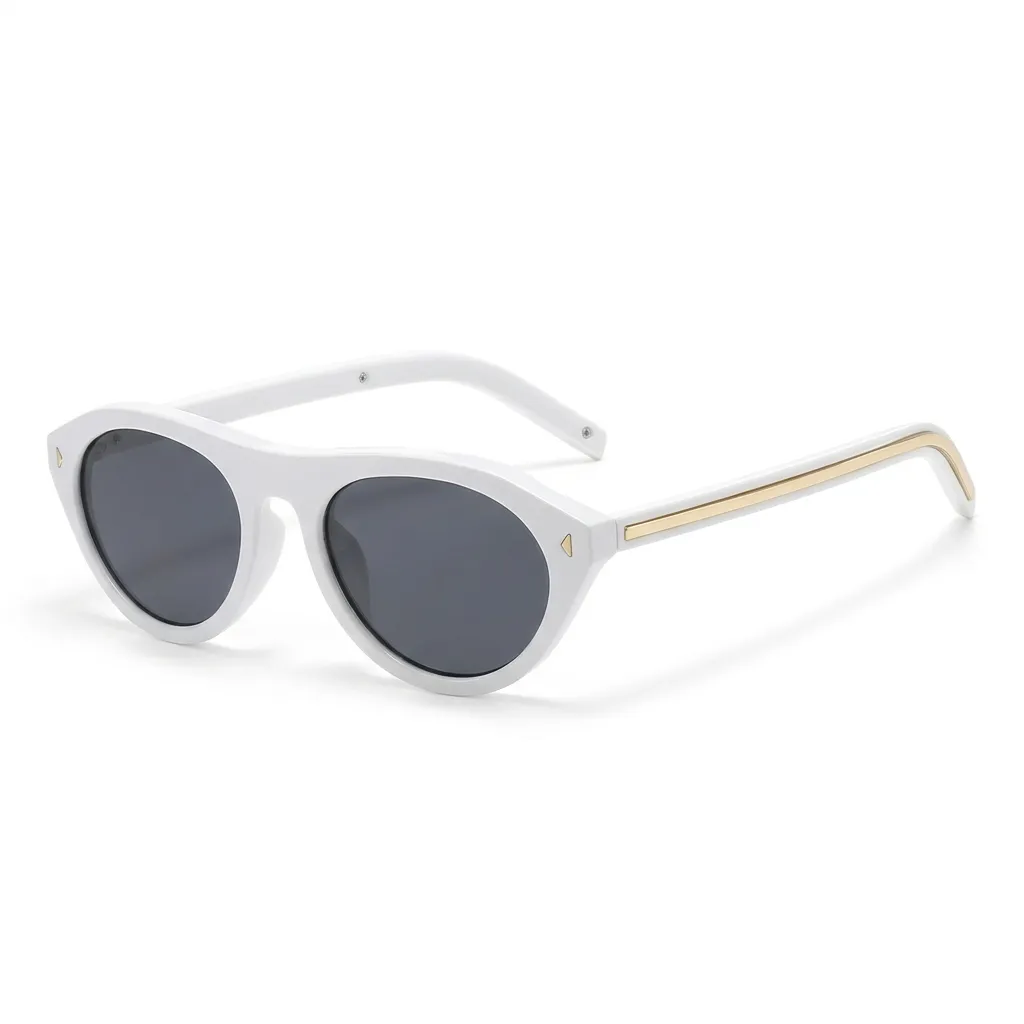 Modern Pure White chunky aviator frames with dark smoke lenses for a high-contrast fashion look.