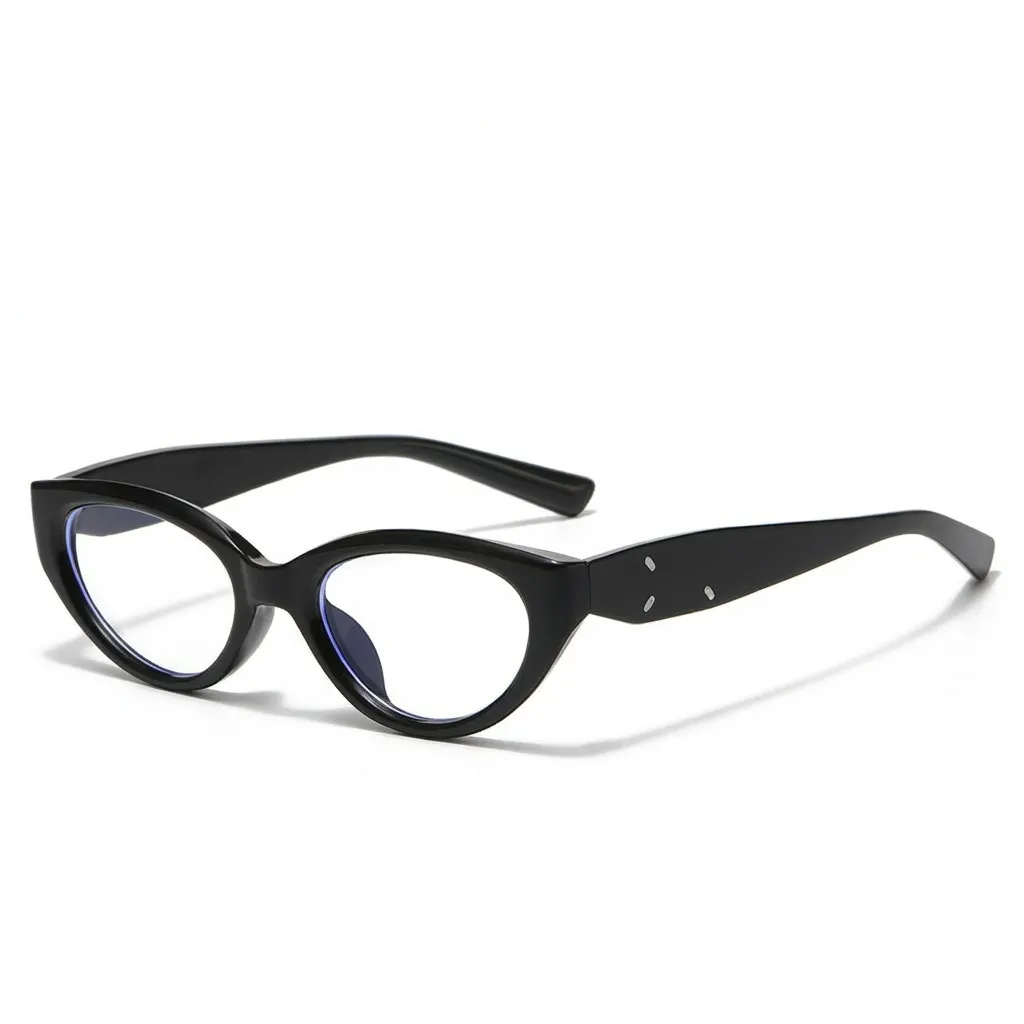 Midnight Black oval frames with warm Clear lenses.