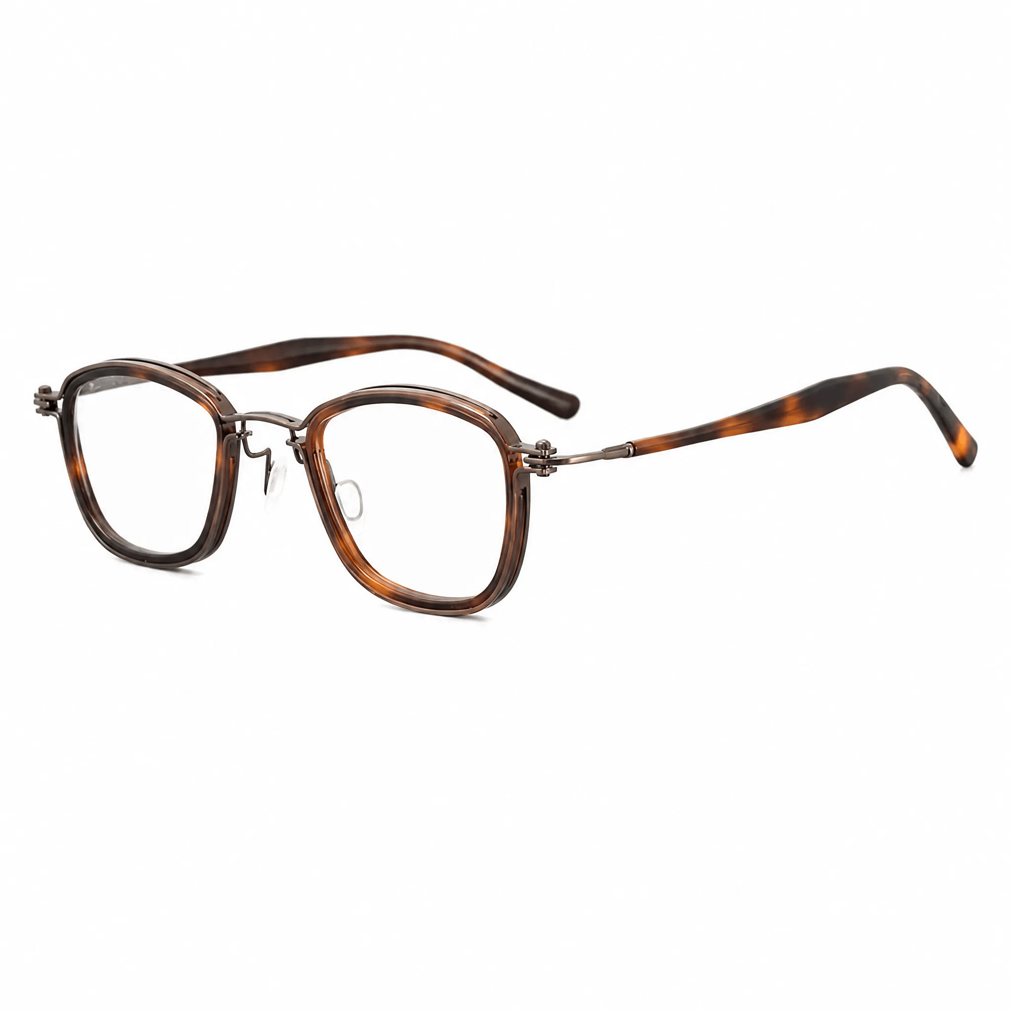 VELOPT-B109 vintage blue light blocking glasses in patterned amber tortoiseshell PC with slim matching temple arms