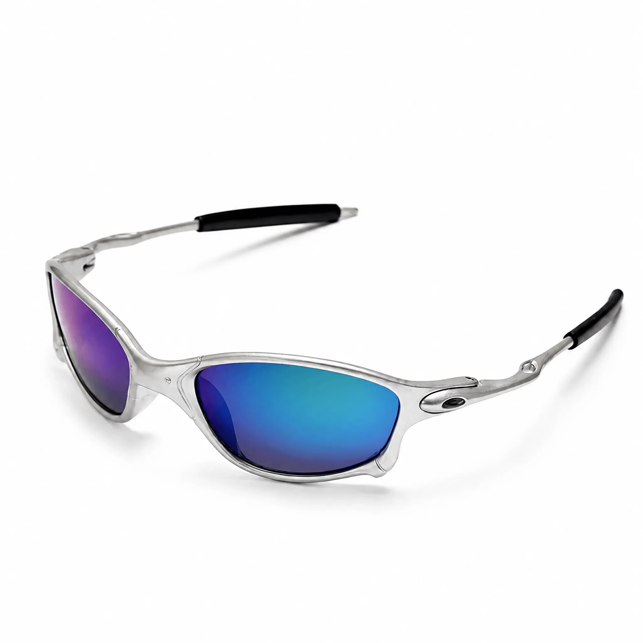 VELSUN-106 retro sports wrap sunglasses featuring a brushed chrome silver metal frame paired with fiery gold orange mirrored lenses