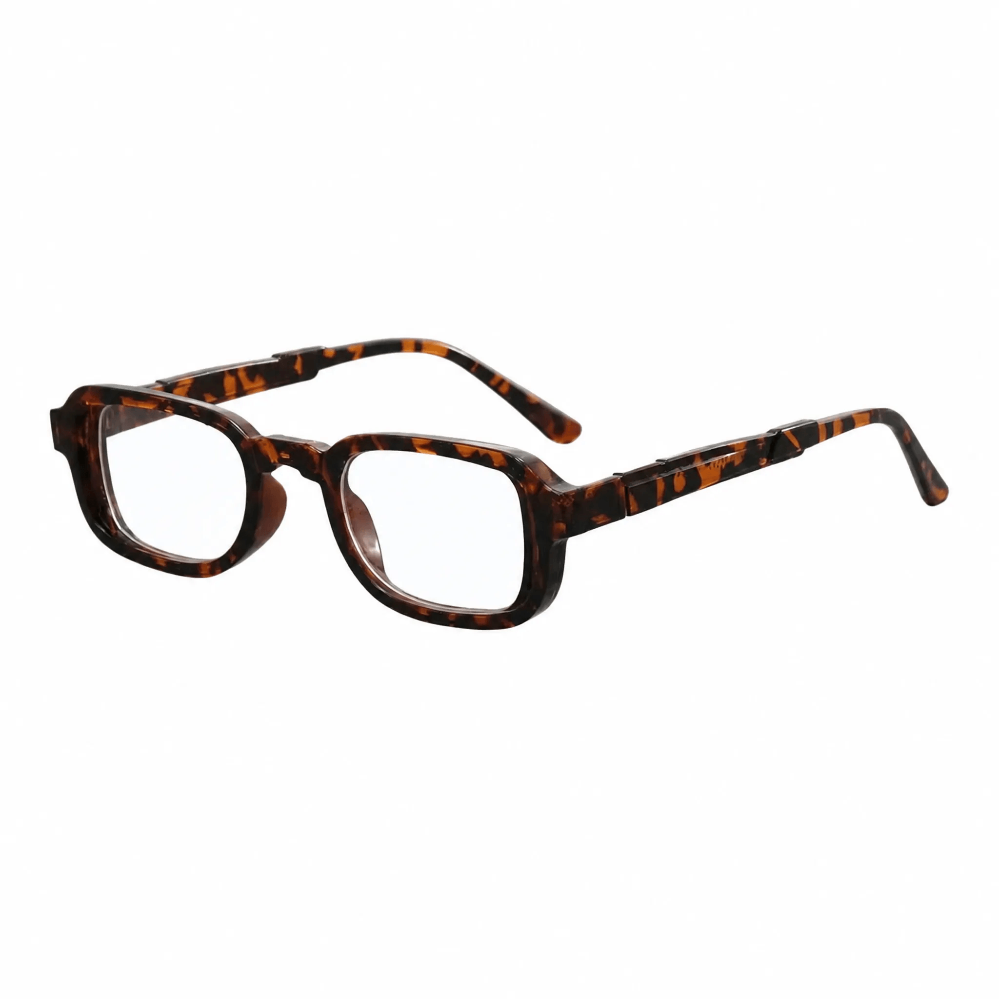 VELOPT-B106 vintage style chunky square eyeglasses in rich brown and amber patterned tortoiseshell PC